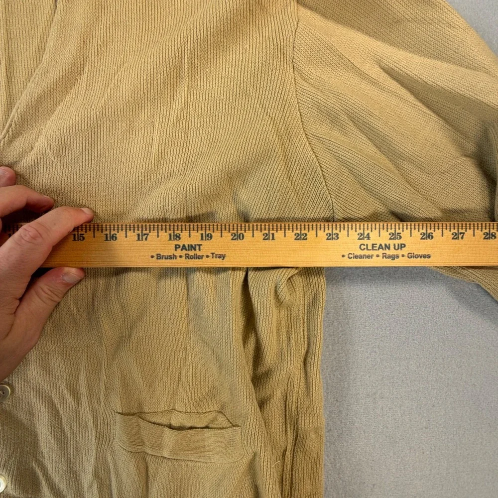 Mens Cardigan Tan Button Front Grandpa Sweater 70s Vintage Knit Montgomery Ward
